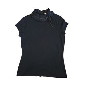 Ted Baker Nicohla Ruffle Neck Fitted Black Top, Women's size 4, US size 8-10